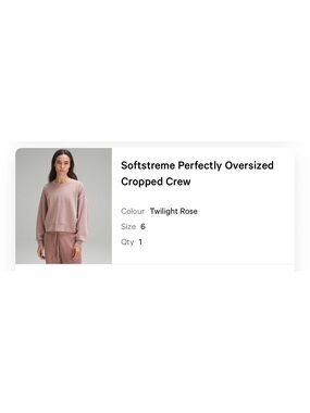 Lululemon Softstreme Oversized Cropped Crew in Twilight Rose